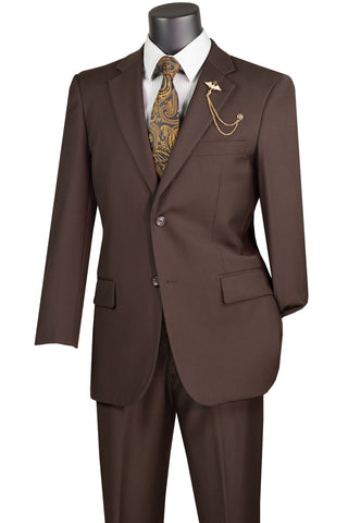Vinci Men Suit F-2C900-Brown - Church Suits For Less