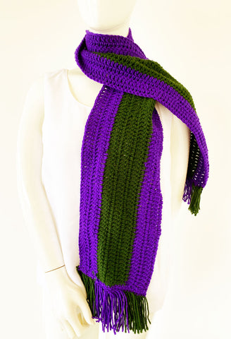 Women Fashion Scarf 002-Purple/Olive - Church Suits For Less