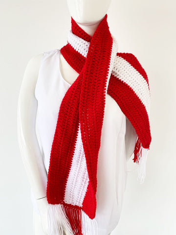 Women Fashion Scarf 003-Red/White - Church Suits For Less