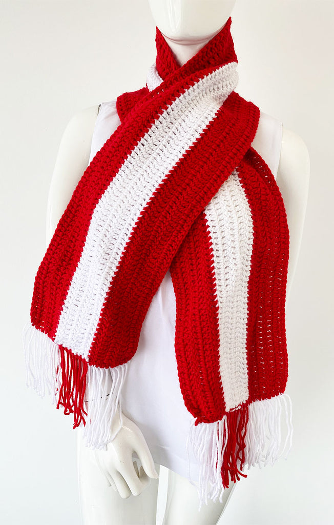 Women Fashion Scarf 003-Red/White - Church Suits For Less