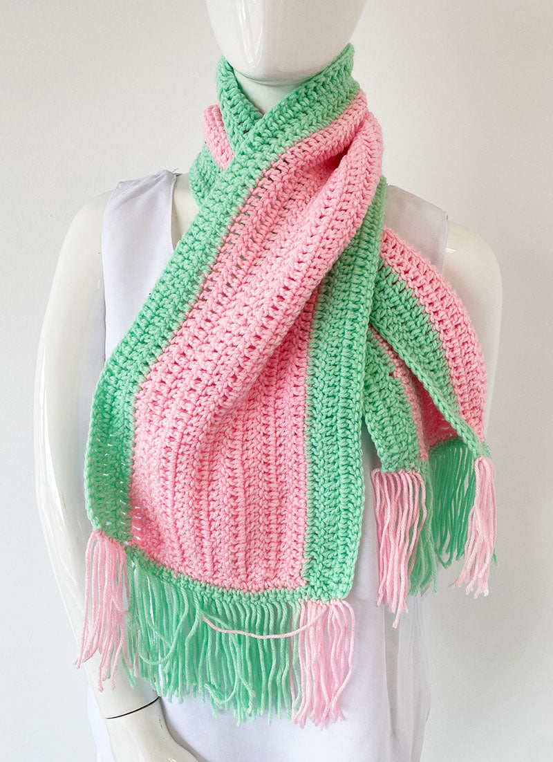 Women Fashion Scarf 006-Pink/Mint - Church Suits For Less