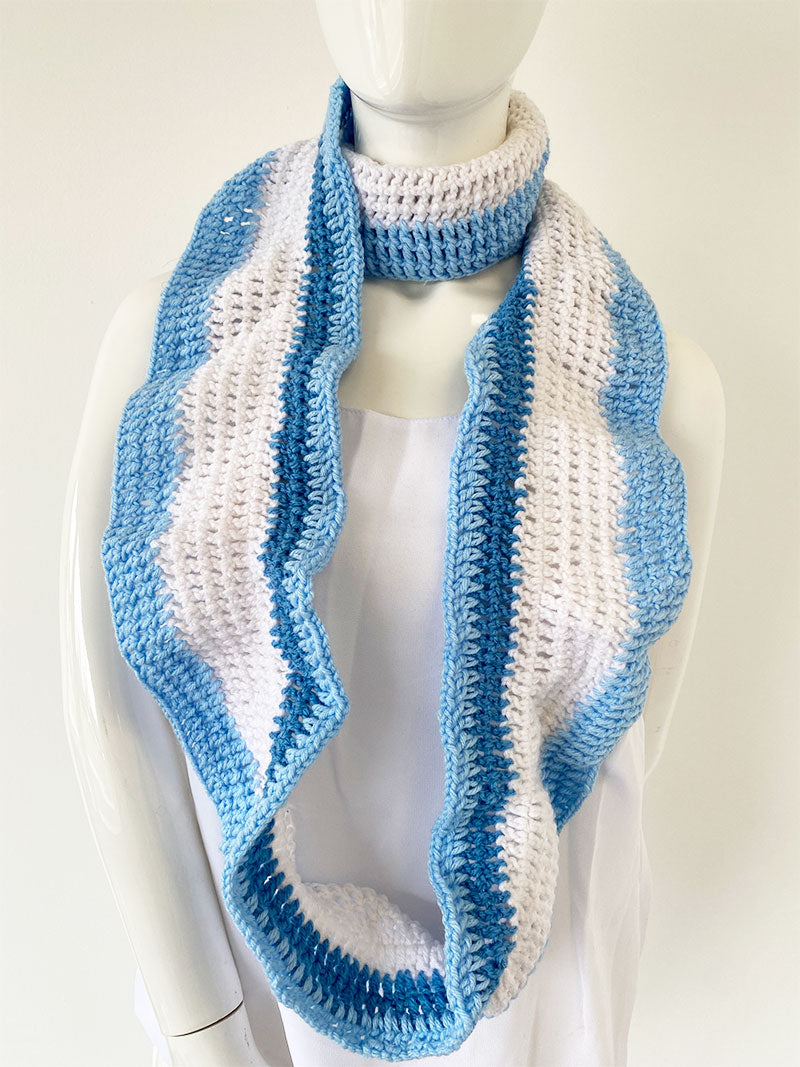Women Fashion Scarf 010-Blue White - Church Suits For Less