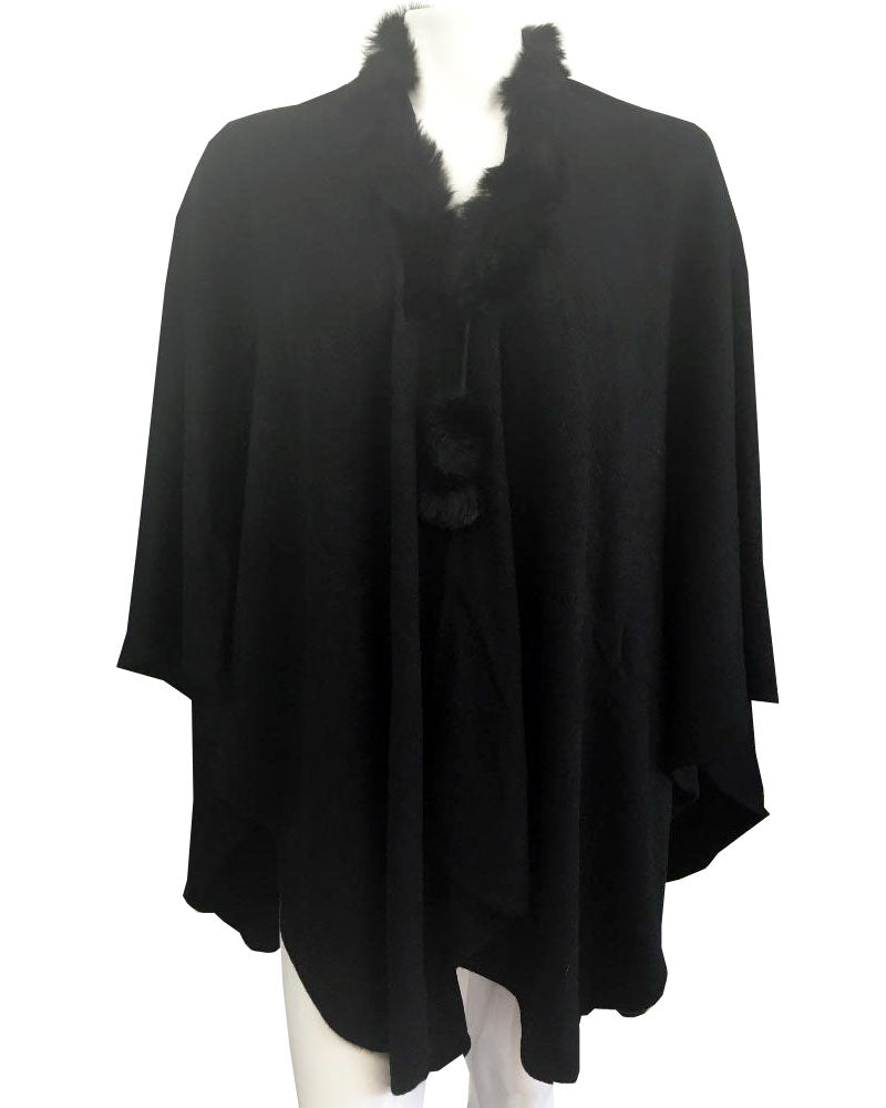 Women Fashion Poncho 08-Black - Church Suits For Less