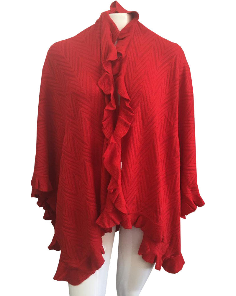 Women Fashion Poncho 10-Red - Church Suits For Less