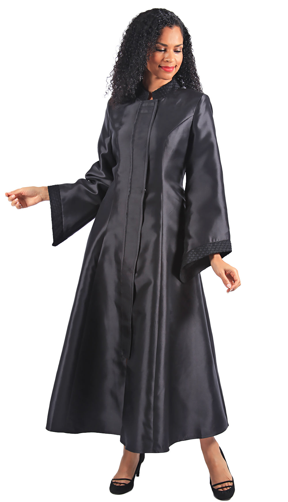 Diana Church Robe 8595-Black/Black - Church Suits For Less