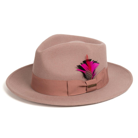 Men Fashion Fedora Hat Dusty Pink - Church Suits For Less