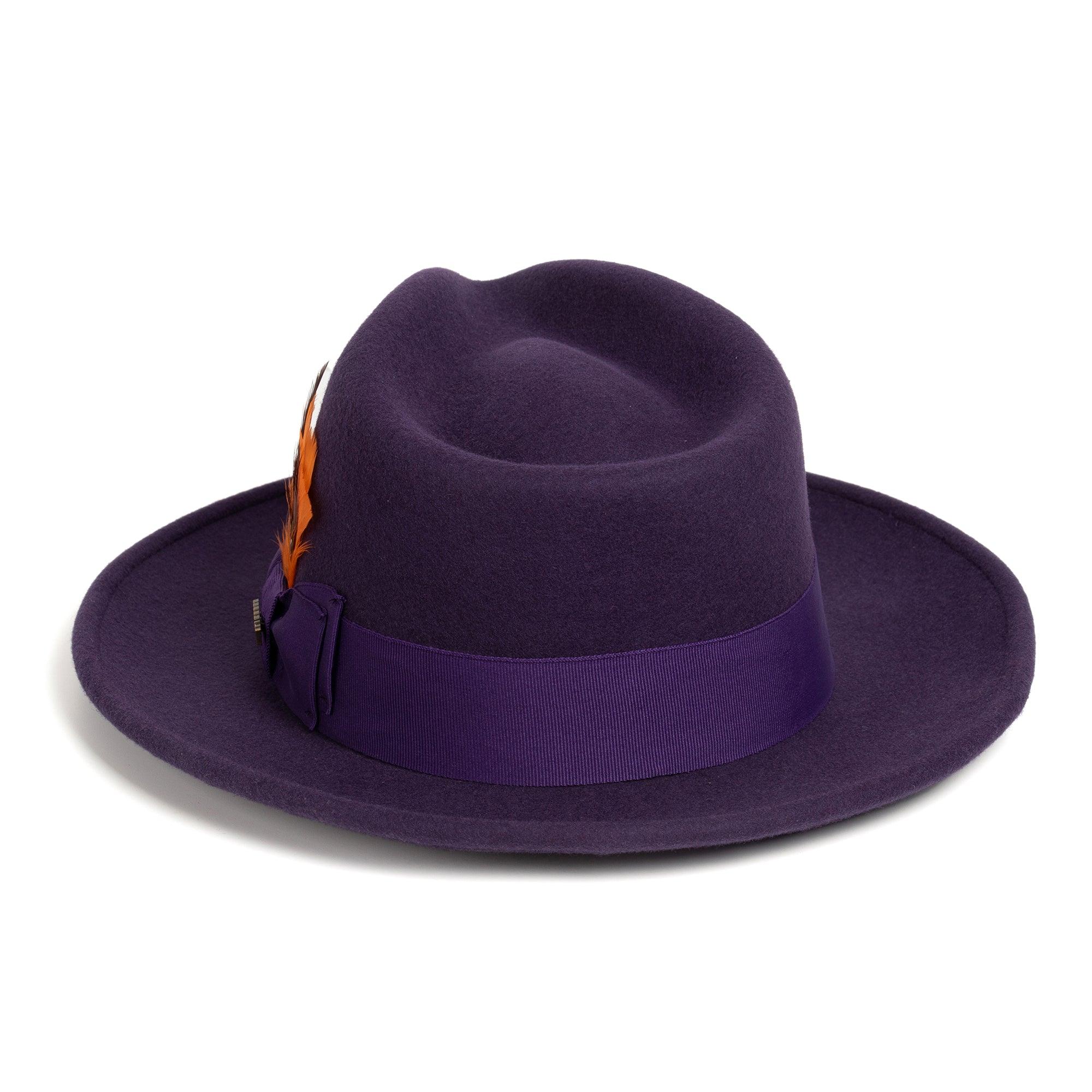mens purple dress hats Mens 100% Wool Purple Bowler Derby Dress Hat 4745 USA Size XL