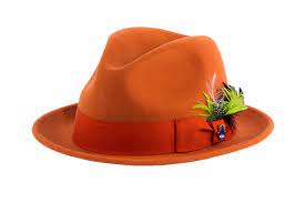 Men Fashion Hat-Trilby Rust - Church Suits For Less