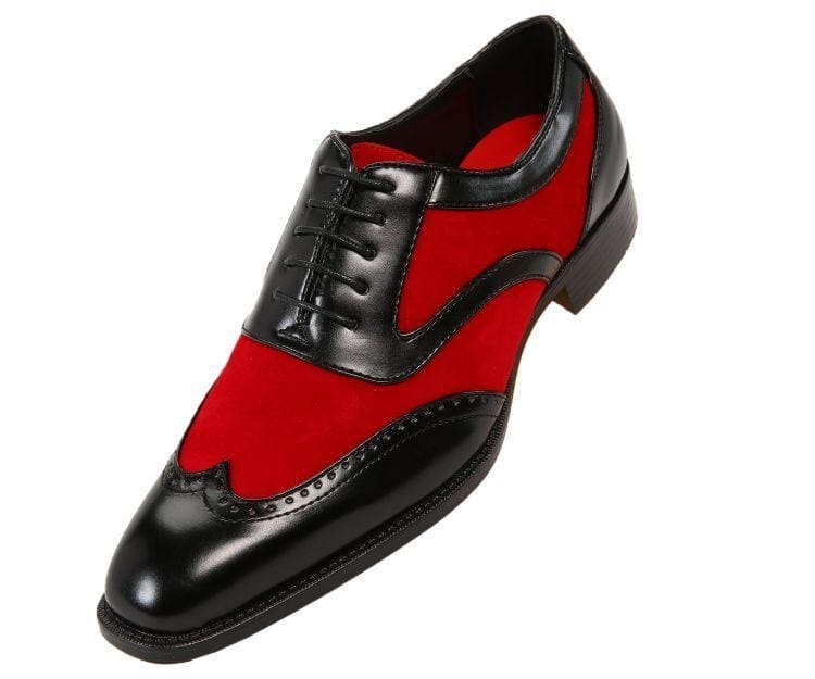 Men Church Shoes- Black Red - Church Suits For Less
