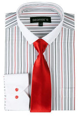Men Dress Shirt SG-41-White/Red - Church Suits For Less