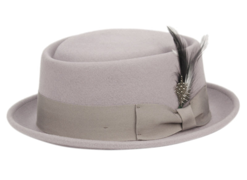 Men Pork Pie Hat-MSD Light Grey - Church Suits For Less