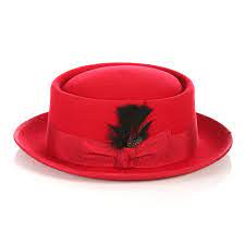 Men Pork Pie Hat-RED MSD310 - Church Suits For Less