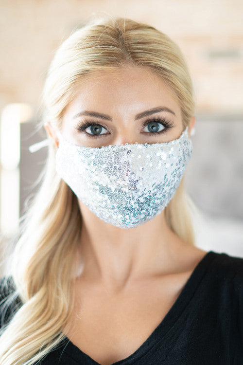 Women Fashion Face Mask-128-Silver - Church Suits For Less