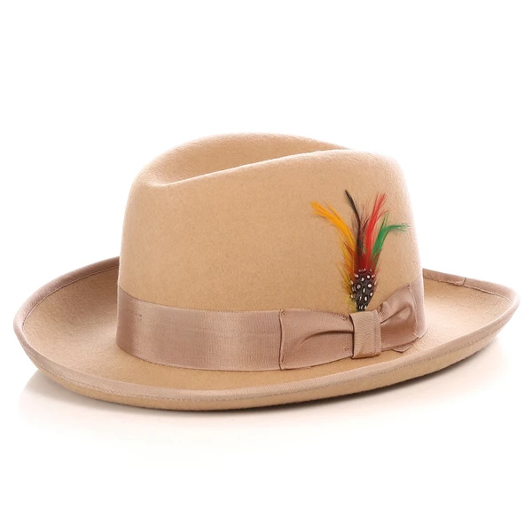 Men Godfather Hat-TanC - Church Suits For Less